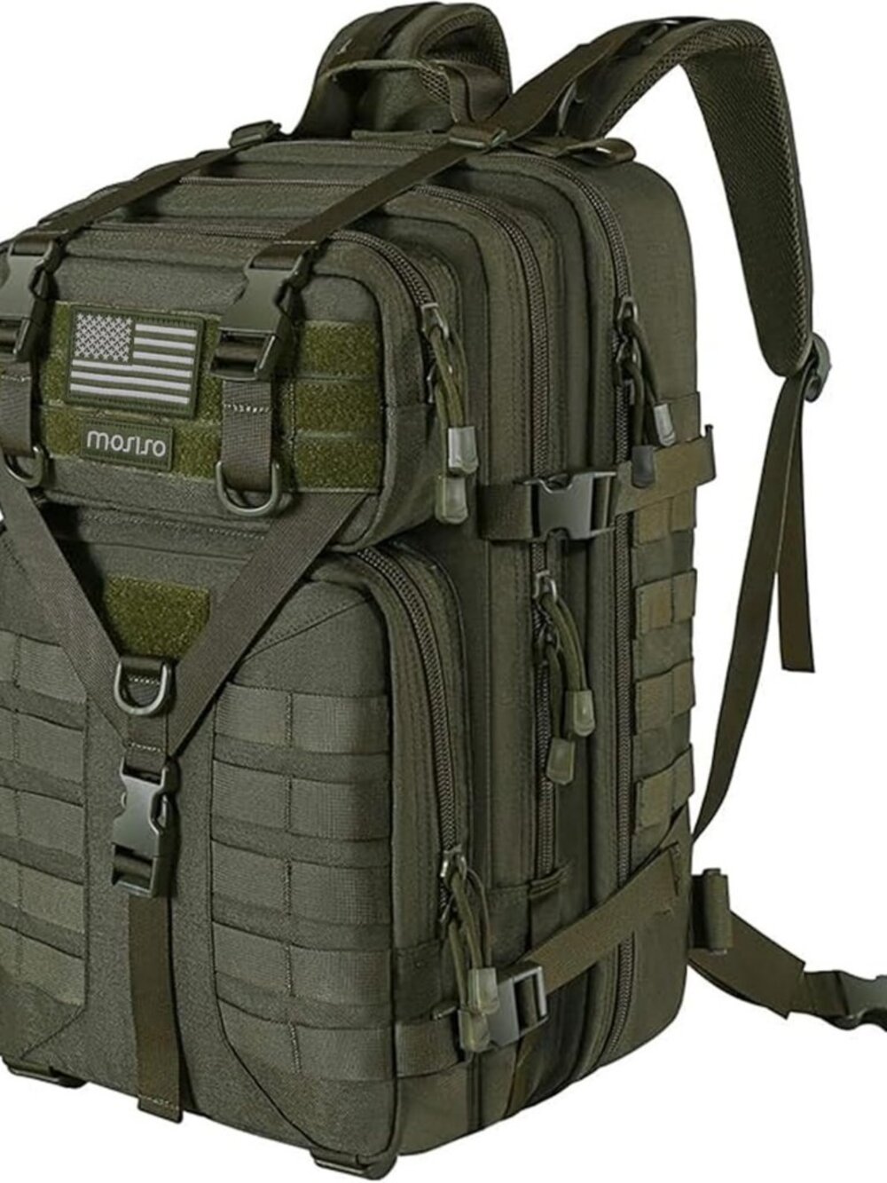 Large Tactical Backpack 50L - Durable 3-Day Military Style Bag in Army Green
